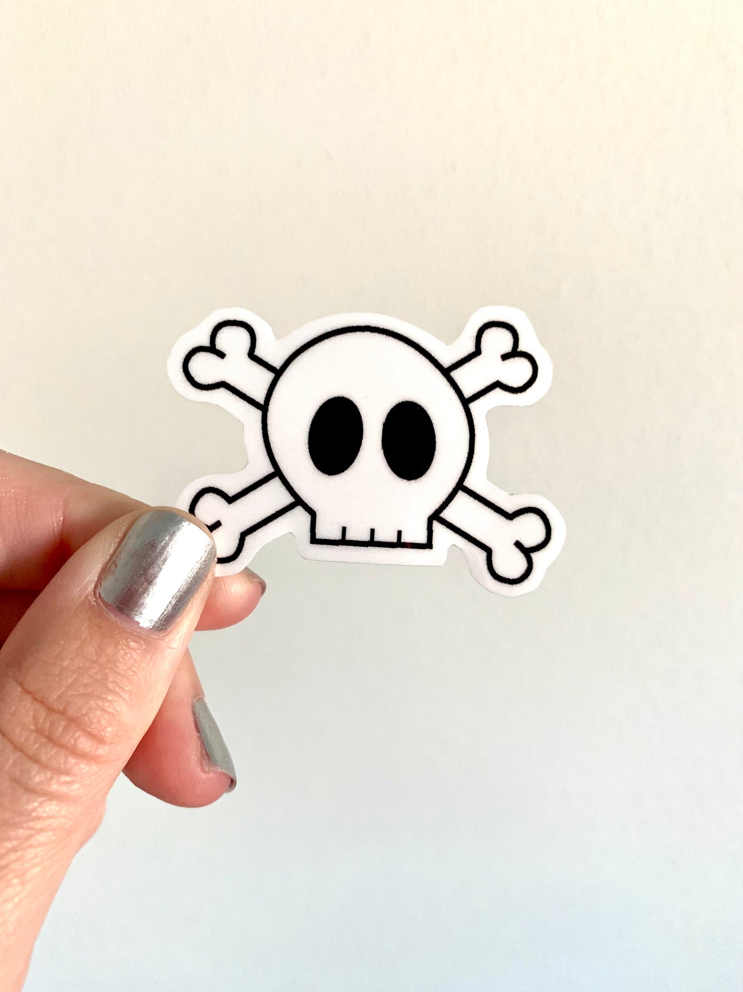 Overlapping Skull and Cross Bones Sticker, Black and White Goth Art, Spooky Season, Dark Horror, Vinyl Waterproof Small Sticker