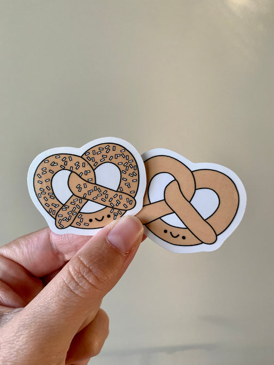 Kawaii Happy Plain or Salty Pretzel Sticker