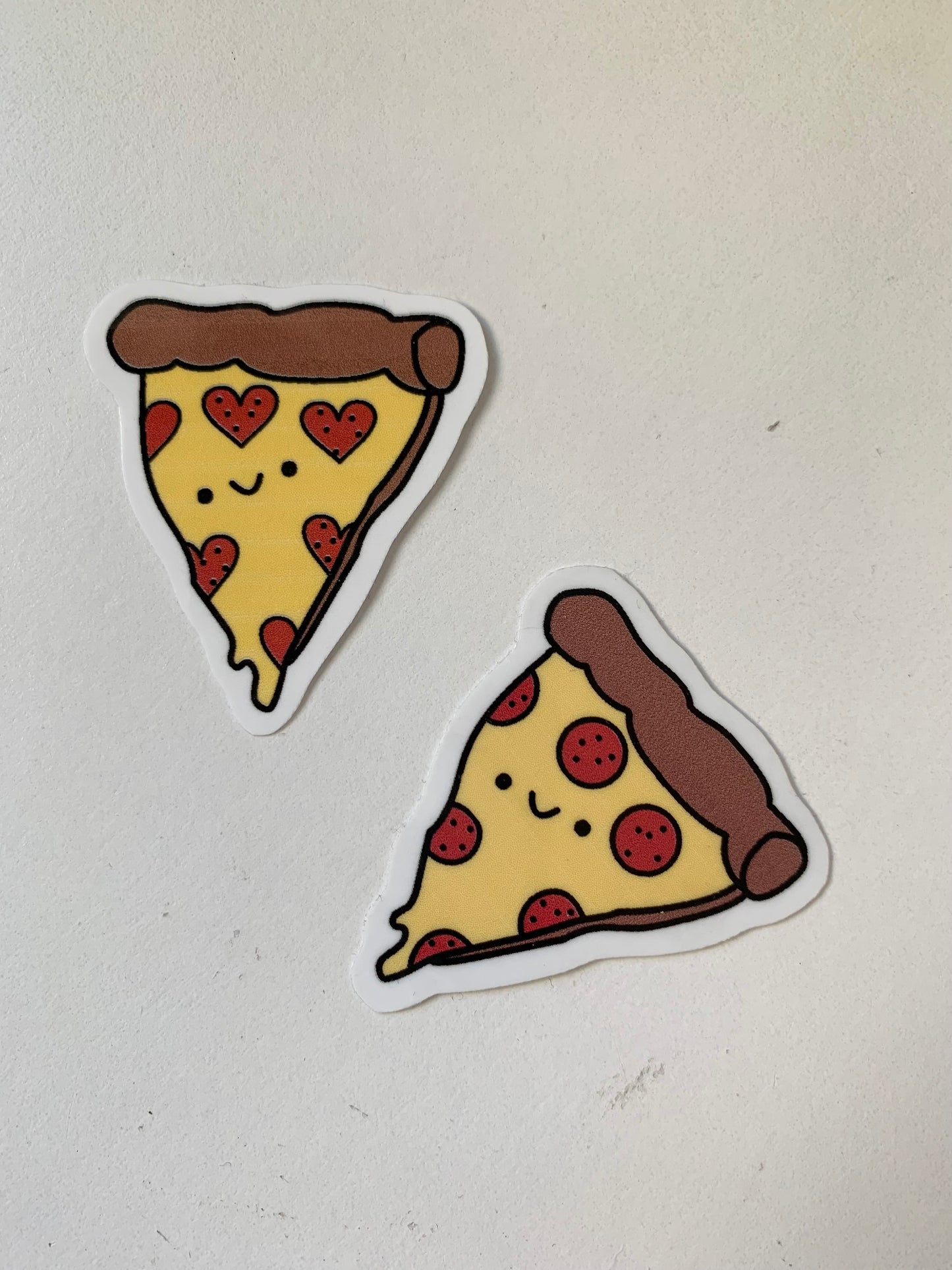 Kawaii Happy Smiling Pepperoni Cheesy Pizza and Heart Pepperoni Pizza