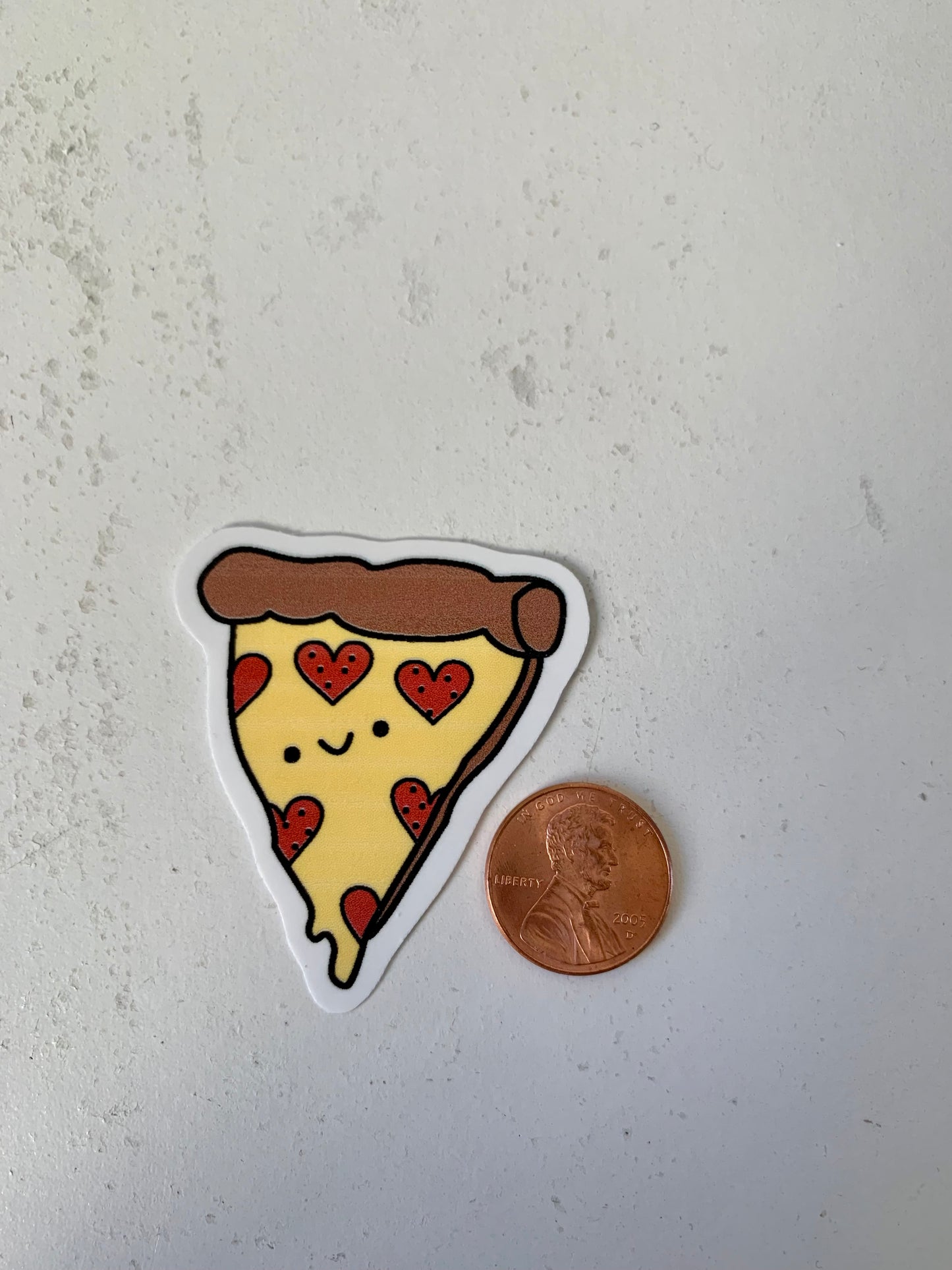 Kawaii Happy Smiling Pepperoni Cheesy Pizza and Heart Pepperoni Pizza