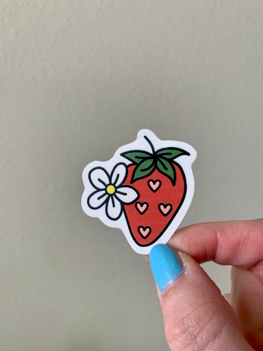 Daisy and Strawberry Hearts Sticker