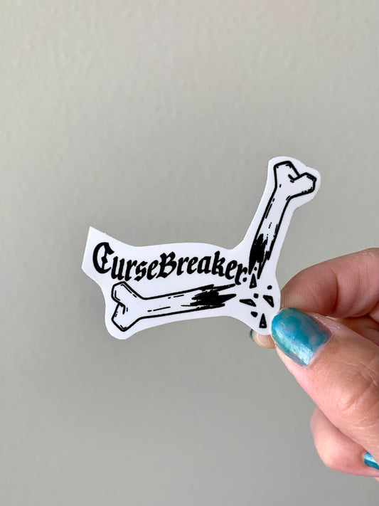 Cursebreaker Shattered Bone Sticker, Black and White Goth Art, Spooky Season, Dark Horror, Vinyl Waterproof Small Sticker