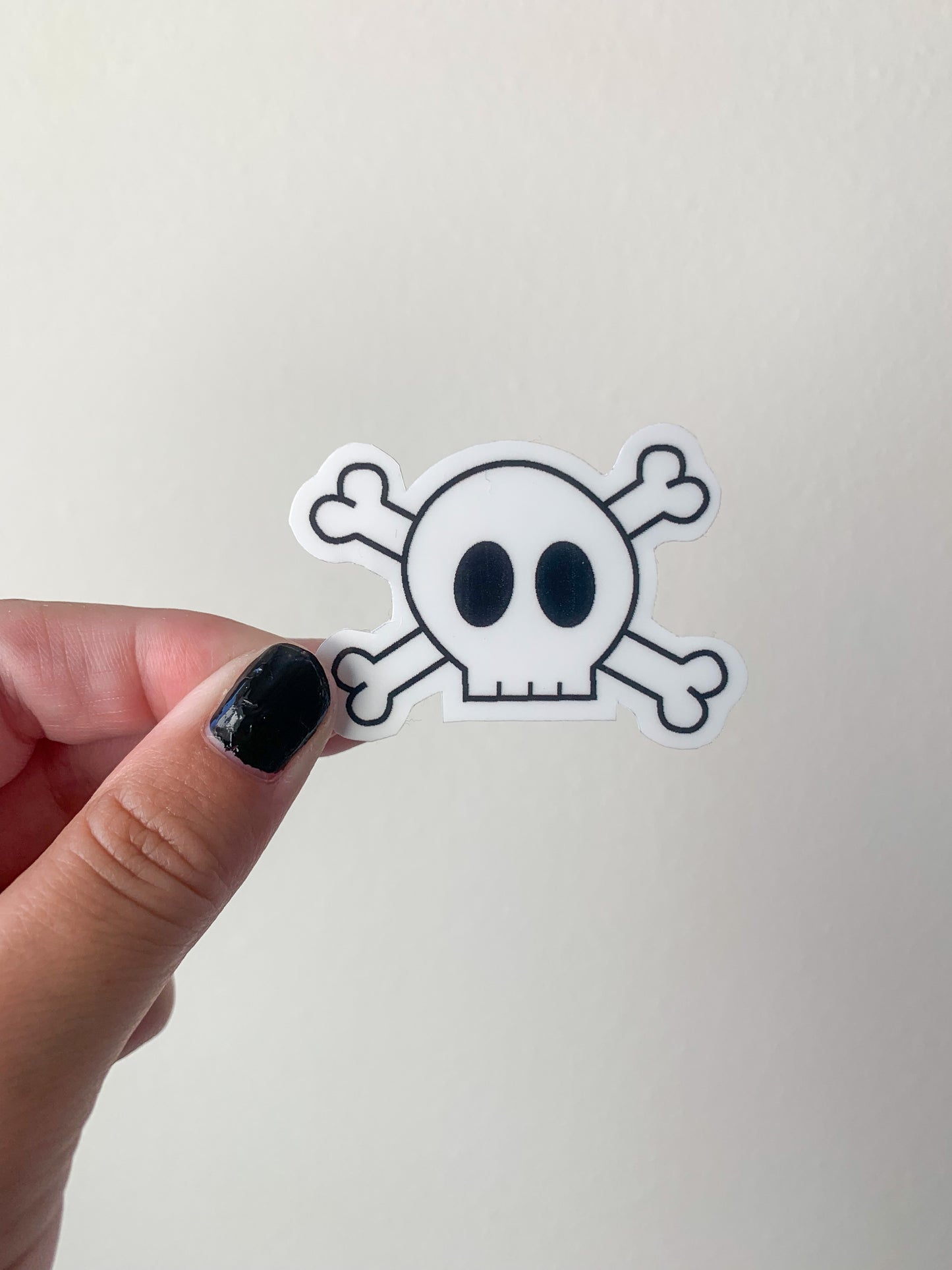 Overlapping Skull and Cross Bones Sticker, Black and White Goth Art, Spooky Season, Dark Horror, Vinyl Waterproof Small Sticker