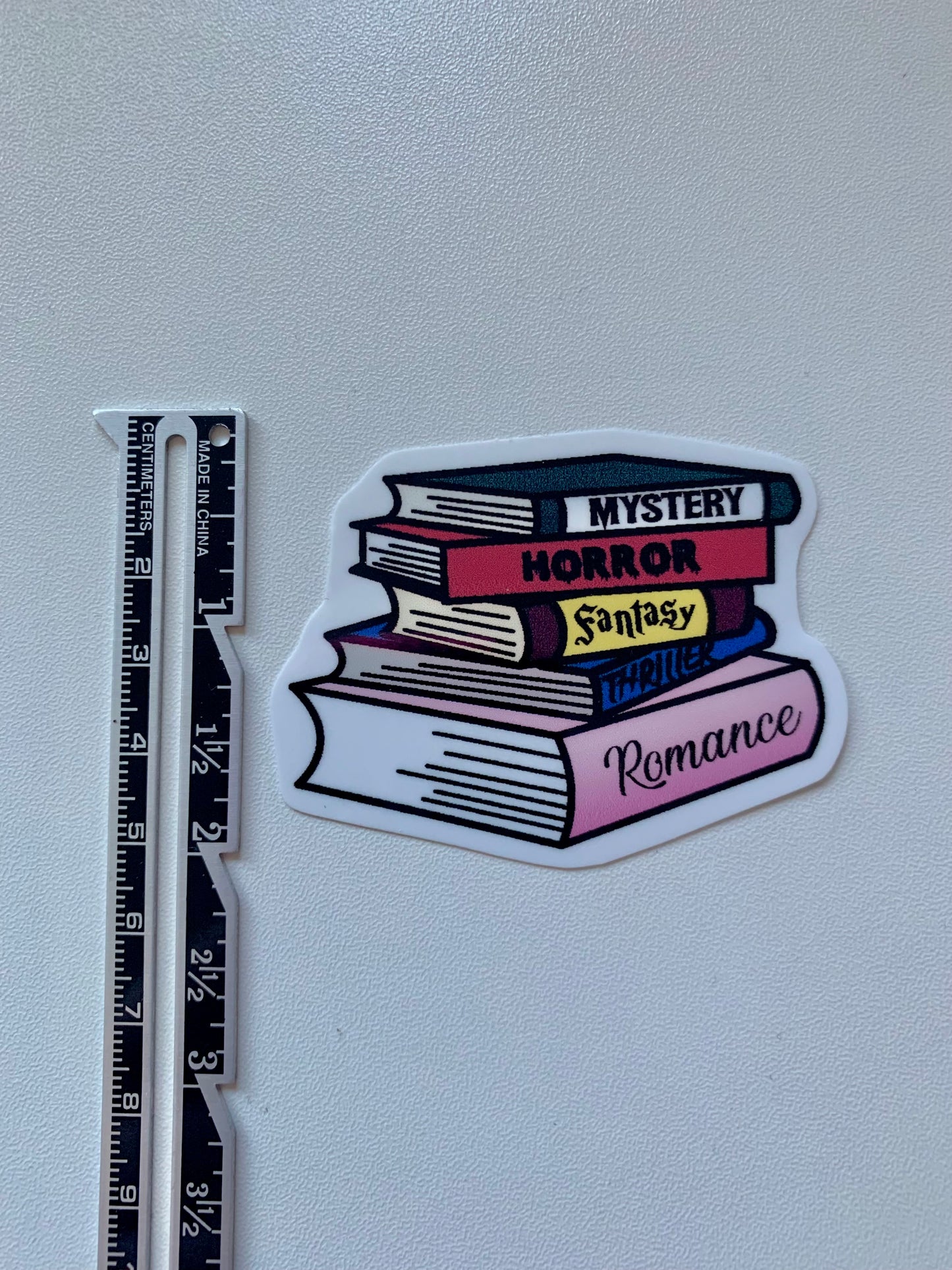 Colorful, Cute Handmade Genre Book Stack Sticker – Literary Gift for Book Lovers, Bibliophiles, and Librarians
