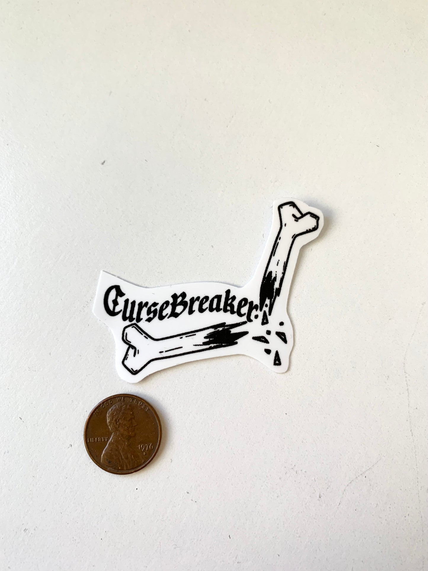 Cursebreaker Shattered Bone Sticker, Black and White Goth Art, Spooky Season, Dark Horror, Vinyl Waterproof Small Sticker