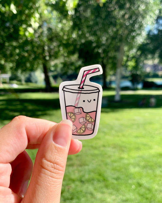 Kawaii Happy Smiling Pink Lemonade Sticker