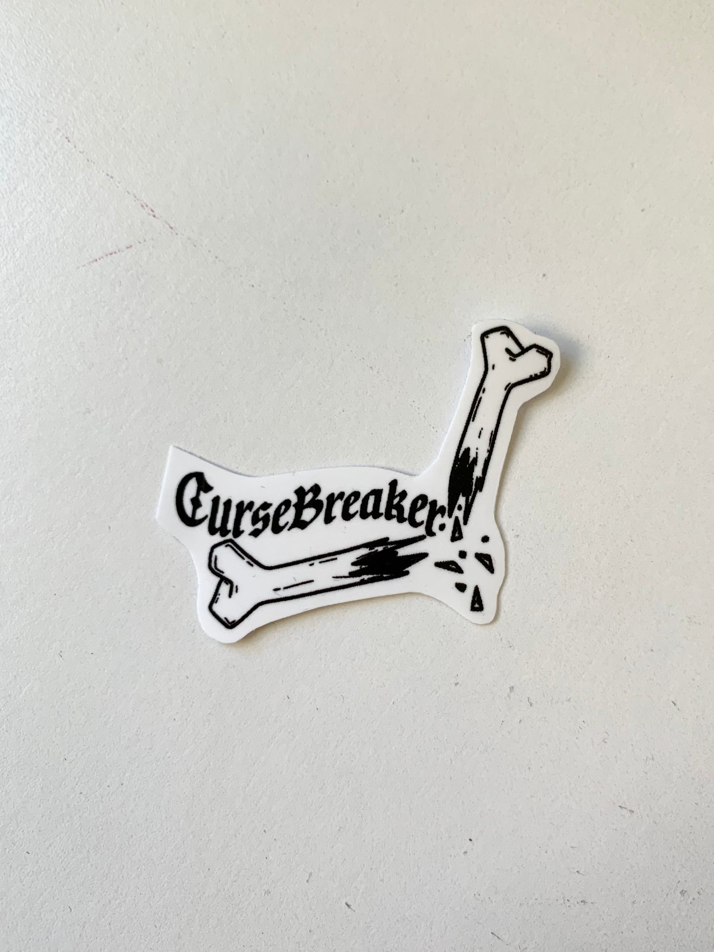 Cursebreaker Shattered Bone Sticker, Black and White Goth Art, Spooky Season, Dark Horror, Vinyl Waterproof Small Sticker