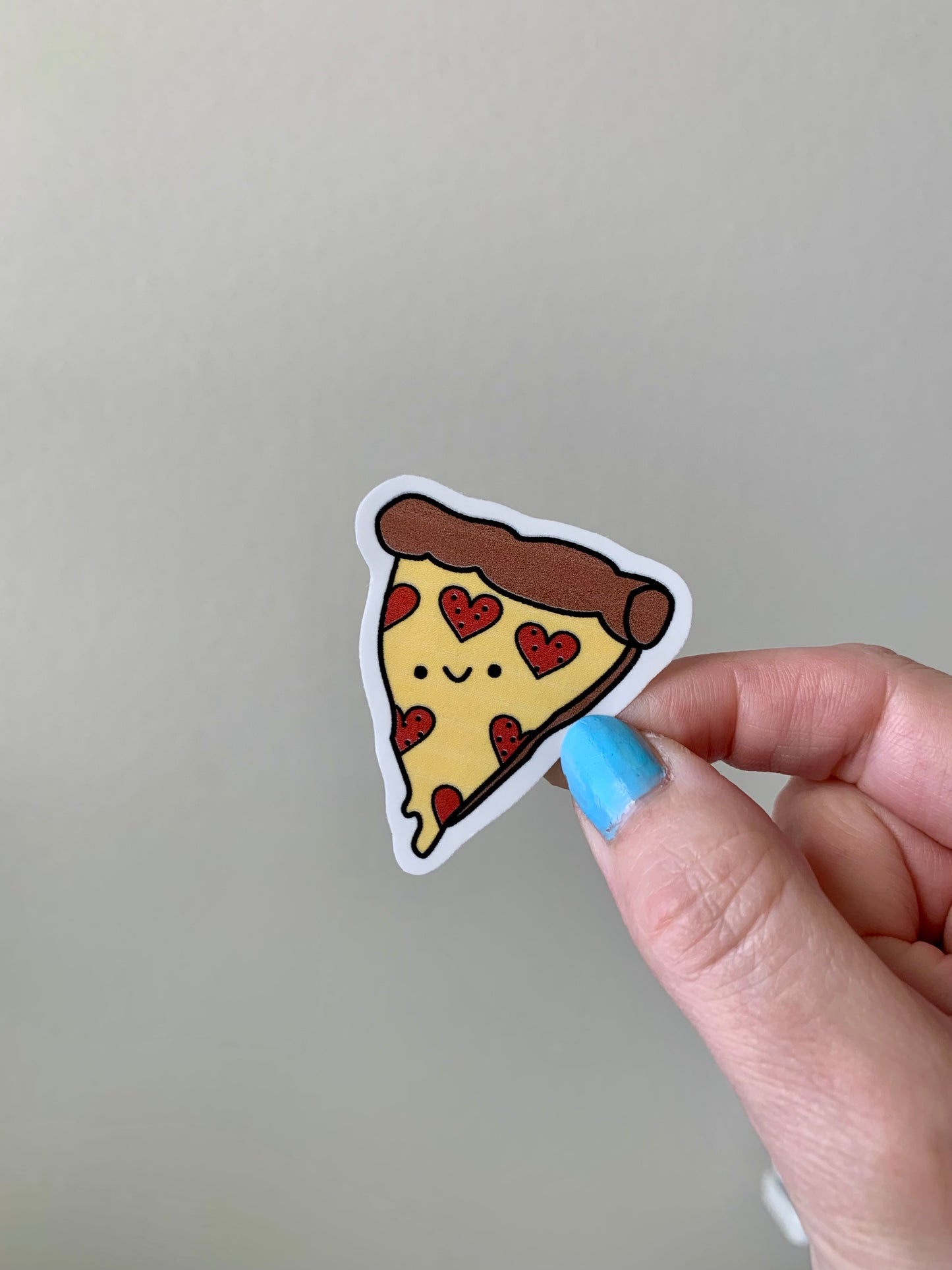 Kawaii Happy Smiling Pepperoni Cheesy Pizza and Heart Pepperoni Pizza