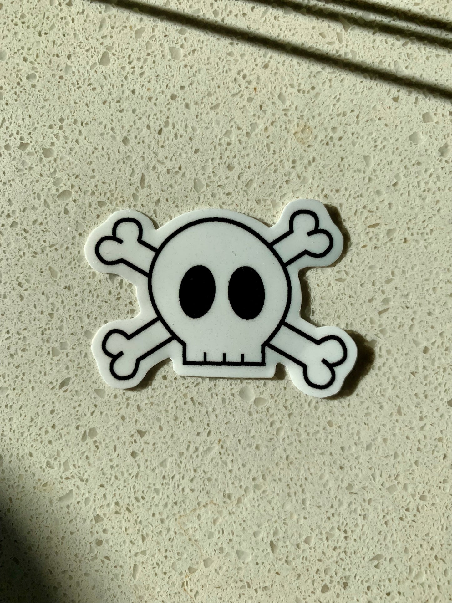 Overlapping Skull and Cross Bones Sticker, Black and White Goth Art, Spooky Season, Dark Horror, Vinyl Waterproof Small Sticker