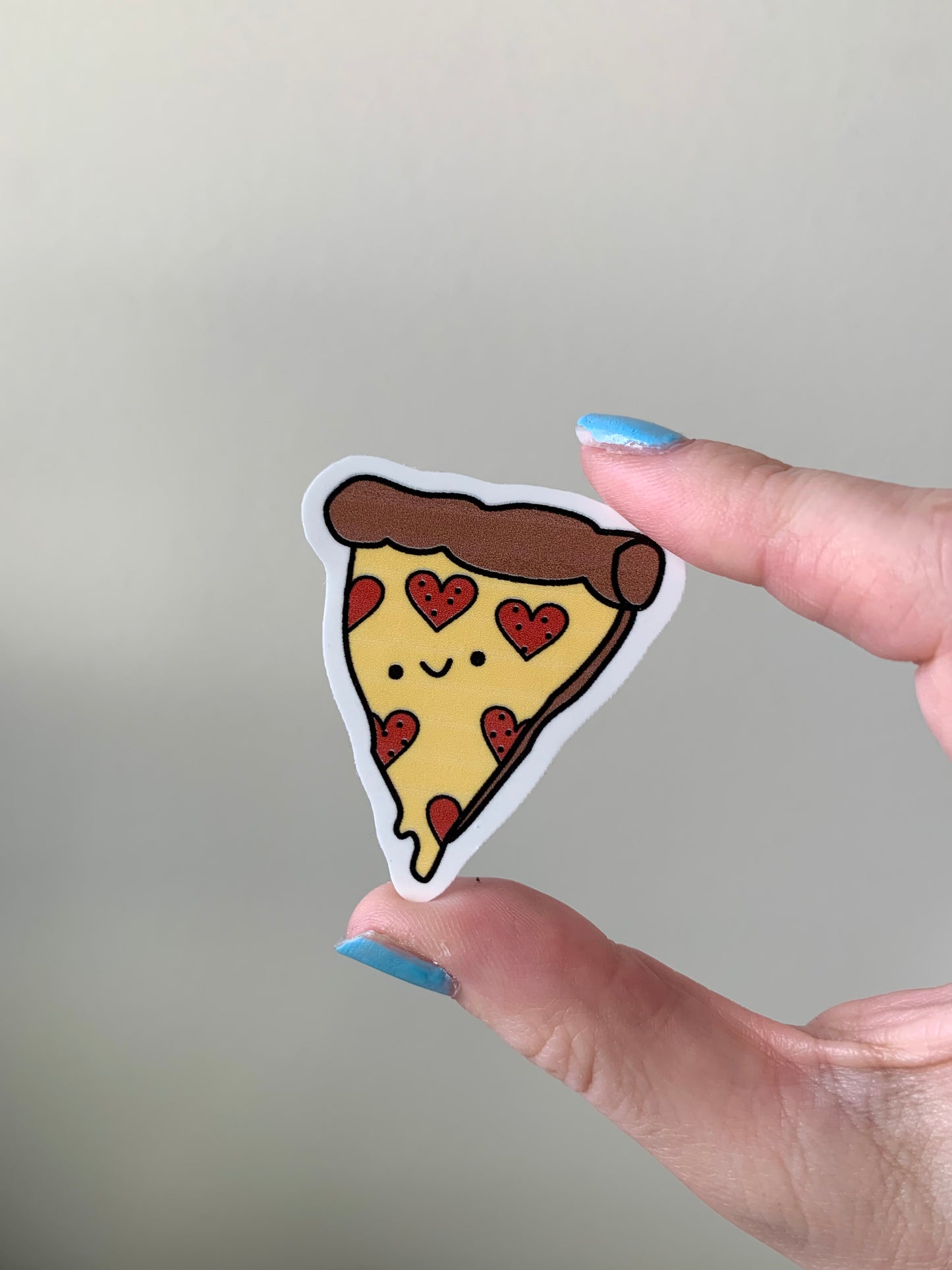 Kawaii Happy Smiling Pepperoni Cheesy Pizza and Heart Pepperoni Pizza