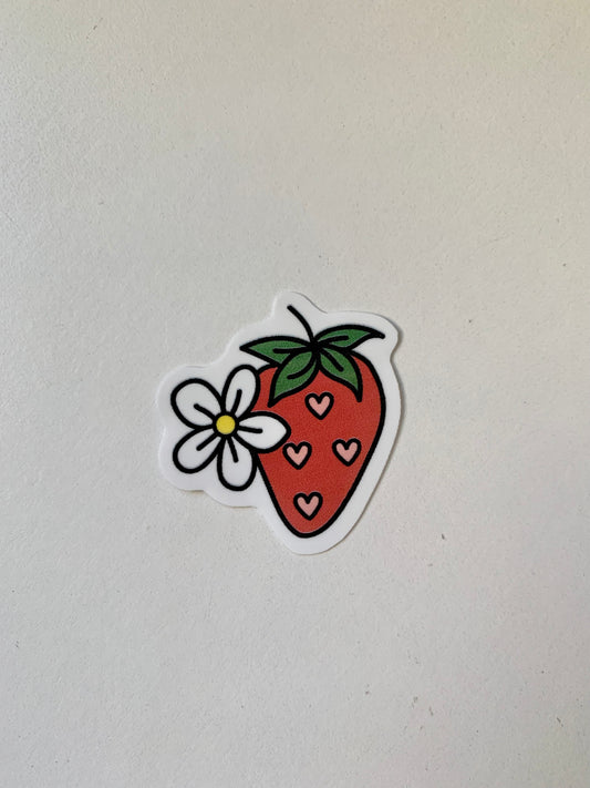 Daisy and Strawberry Hearts Sticker