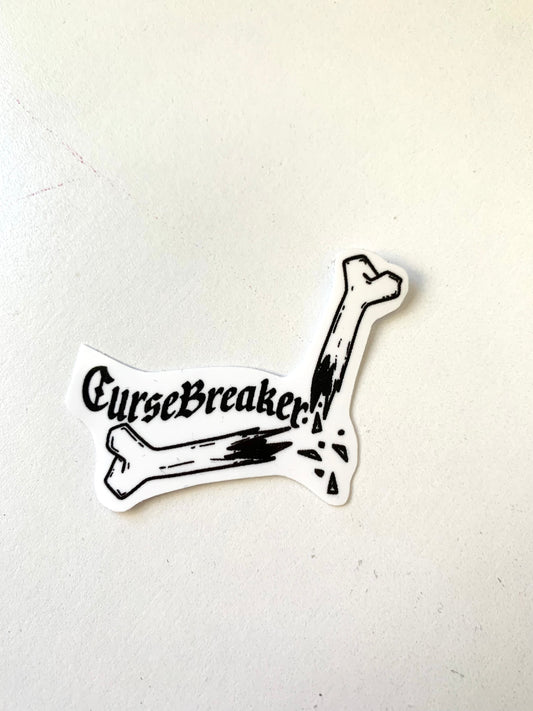 Cursebreaker Shattered Bone Sticker, Black and White Goth Art, Spooky Season, Dark Horror, Vinyl Waterproof Small Sticker
