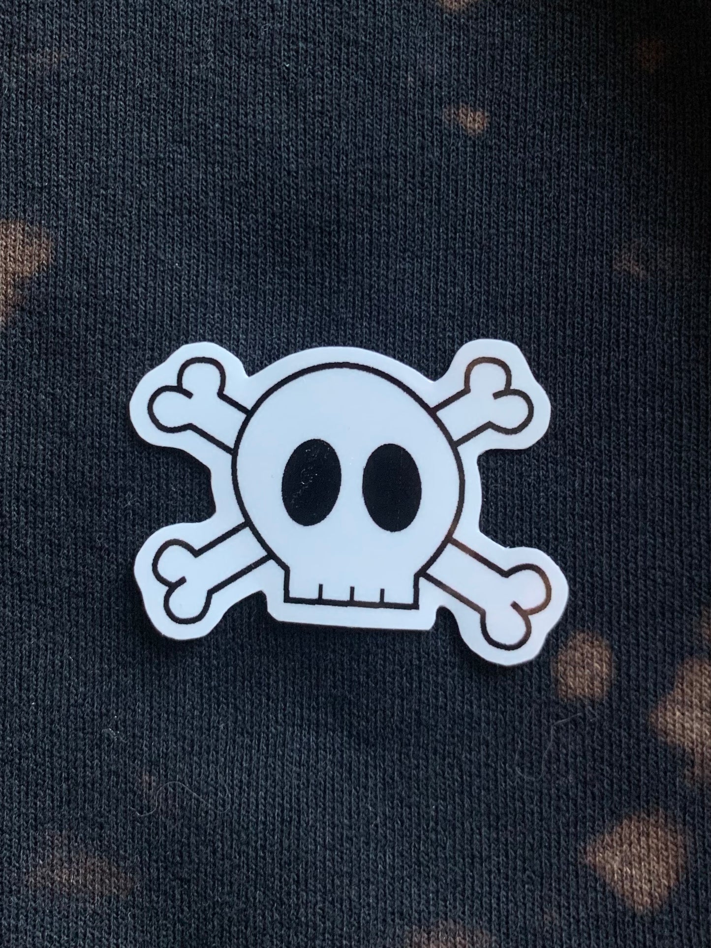 Overlapping Skull and Cross Bones Sticker, Black and White Goth Art, Spooky Season, Dark Horror, Vinyl Waterproof Small Sticker