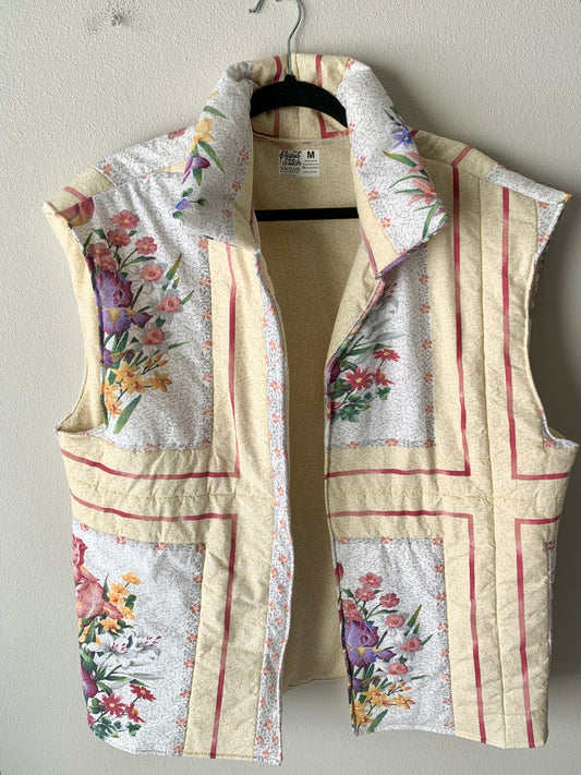 Upcycled Oversized Handmade Open Front Vest, Size Unisex Medium