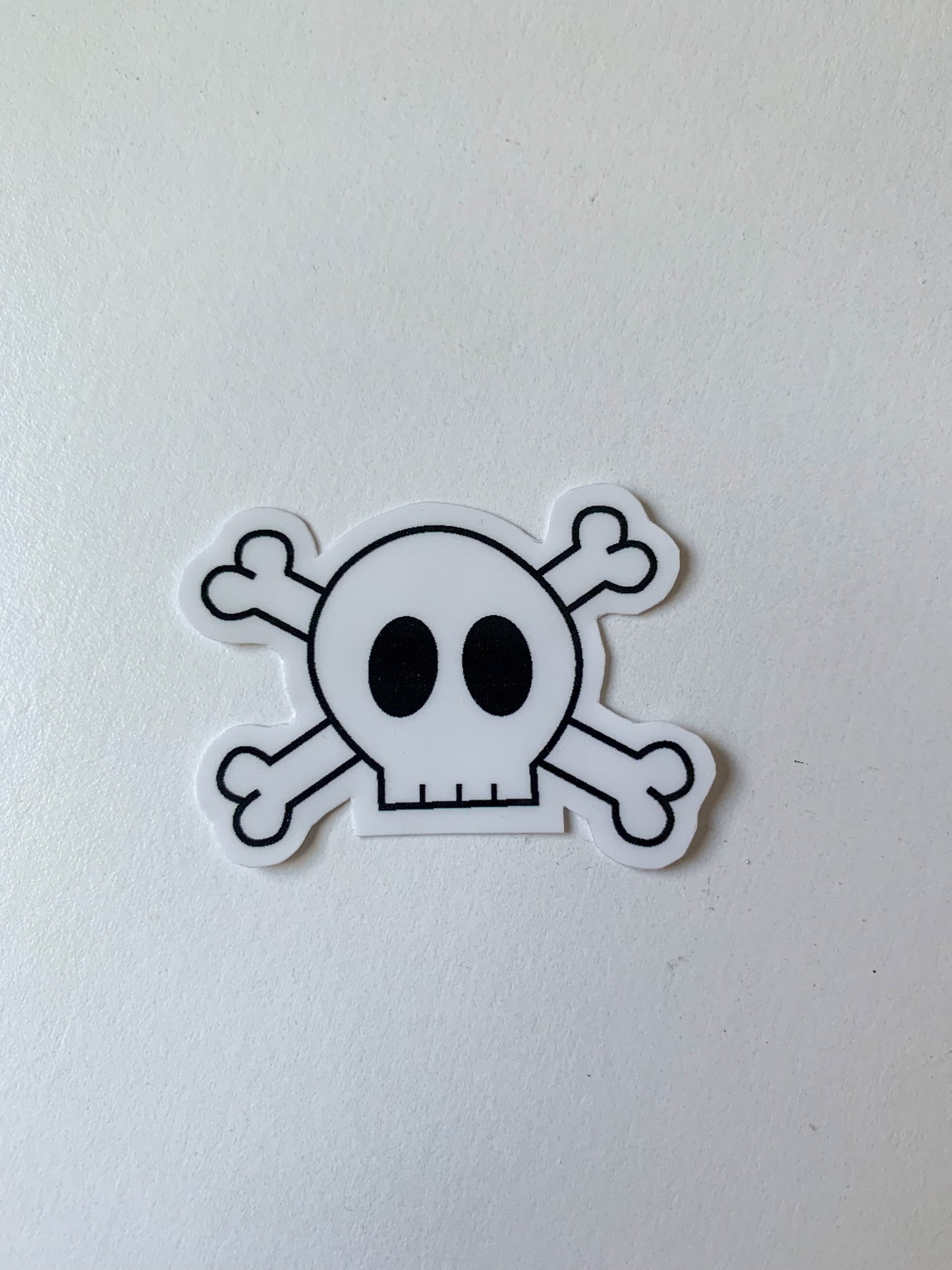 Overlapping Skull and Cross Bones Sticker, Black and White Goth Art, Spooky Season, Dark Horror, Vinyl Waterproof Small Sticker
