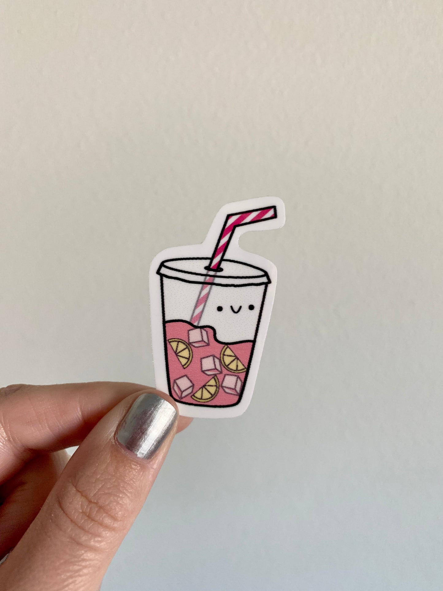 Kawaii Happy Smiling Pink Lemonade Sticker