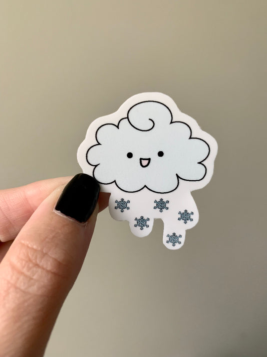 Kawaii Happy Smiling Snow Cloud Sticker