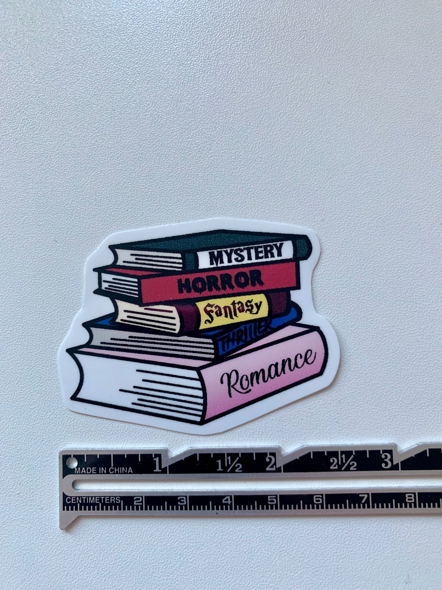 Colorful, Cute Handmade Genre Book Stack Sticker – Literary Gift for Book Lovers, Bibliophiles, and Librarians