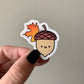 Kawaii Happy Acorn with Maple Leaf Sticker