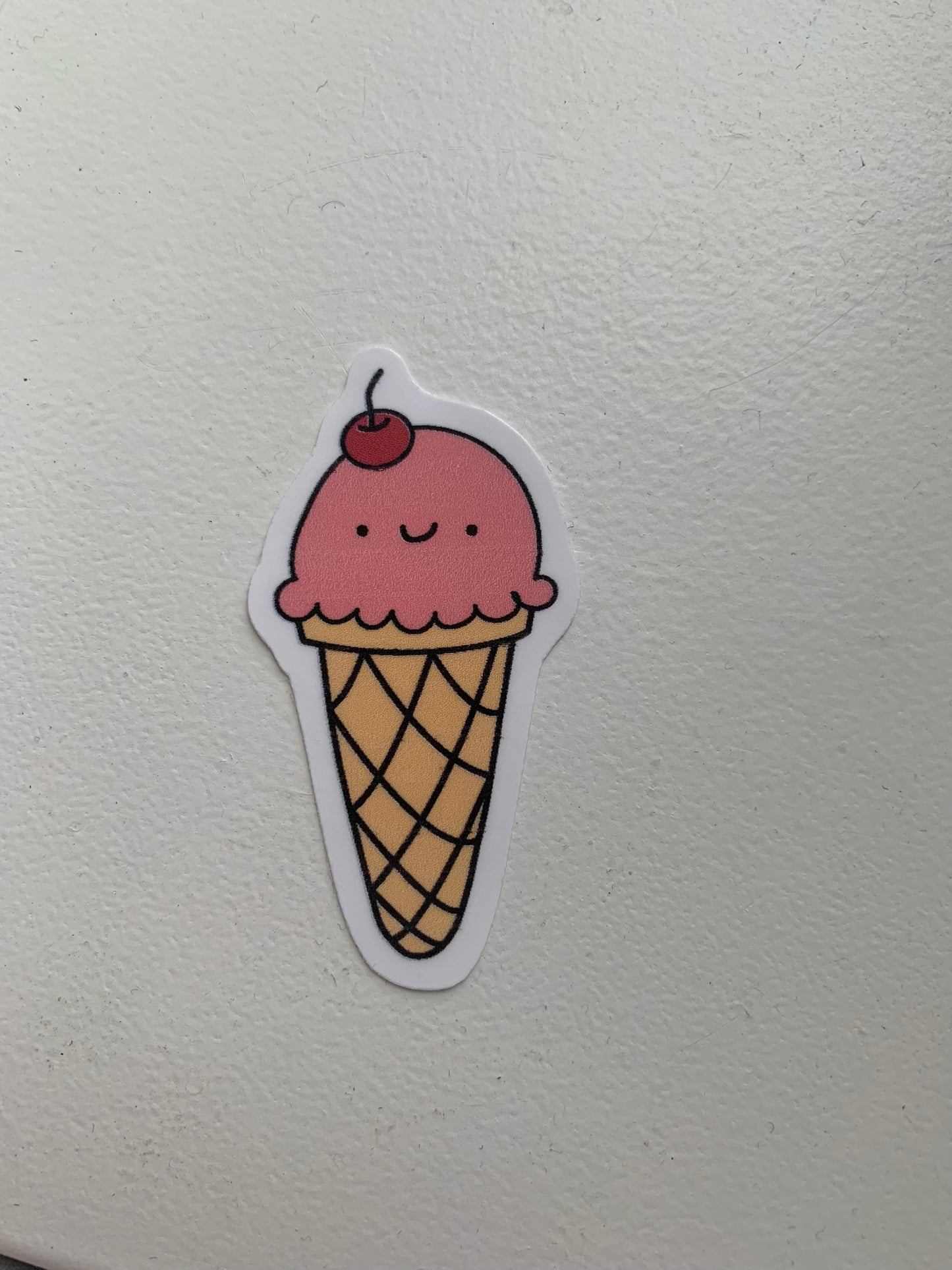 Kawaii Pink Cherry Ice Cream Cone Sticker