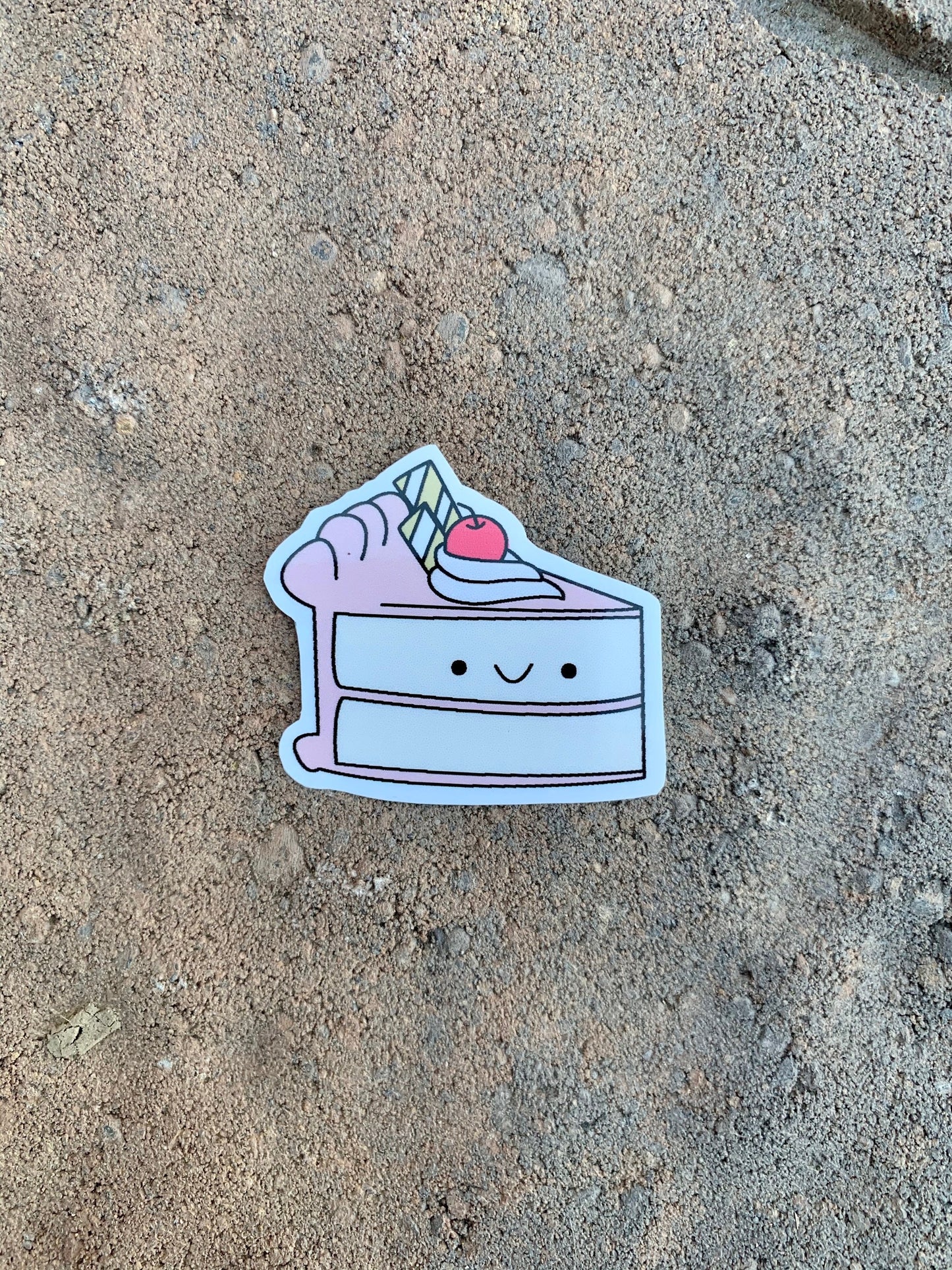 Kawaii Happy Smiling Cake Slice Sticker
