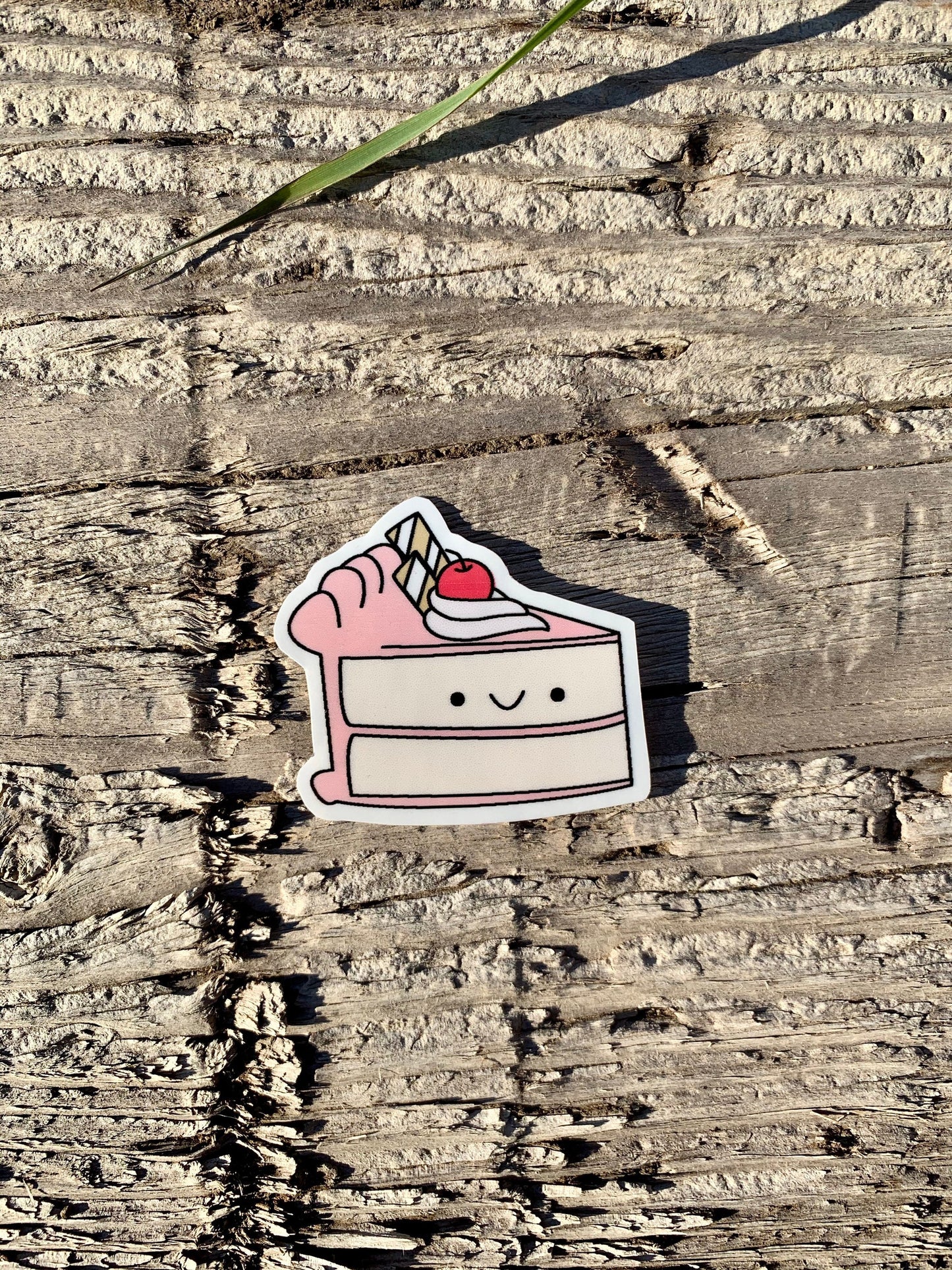 Kawaii Happy Smiling Cake Slice Sticker