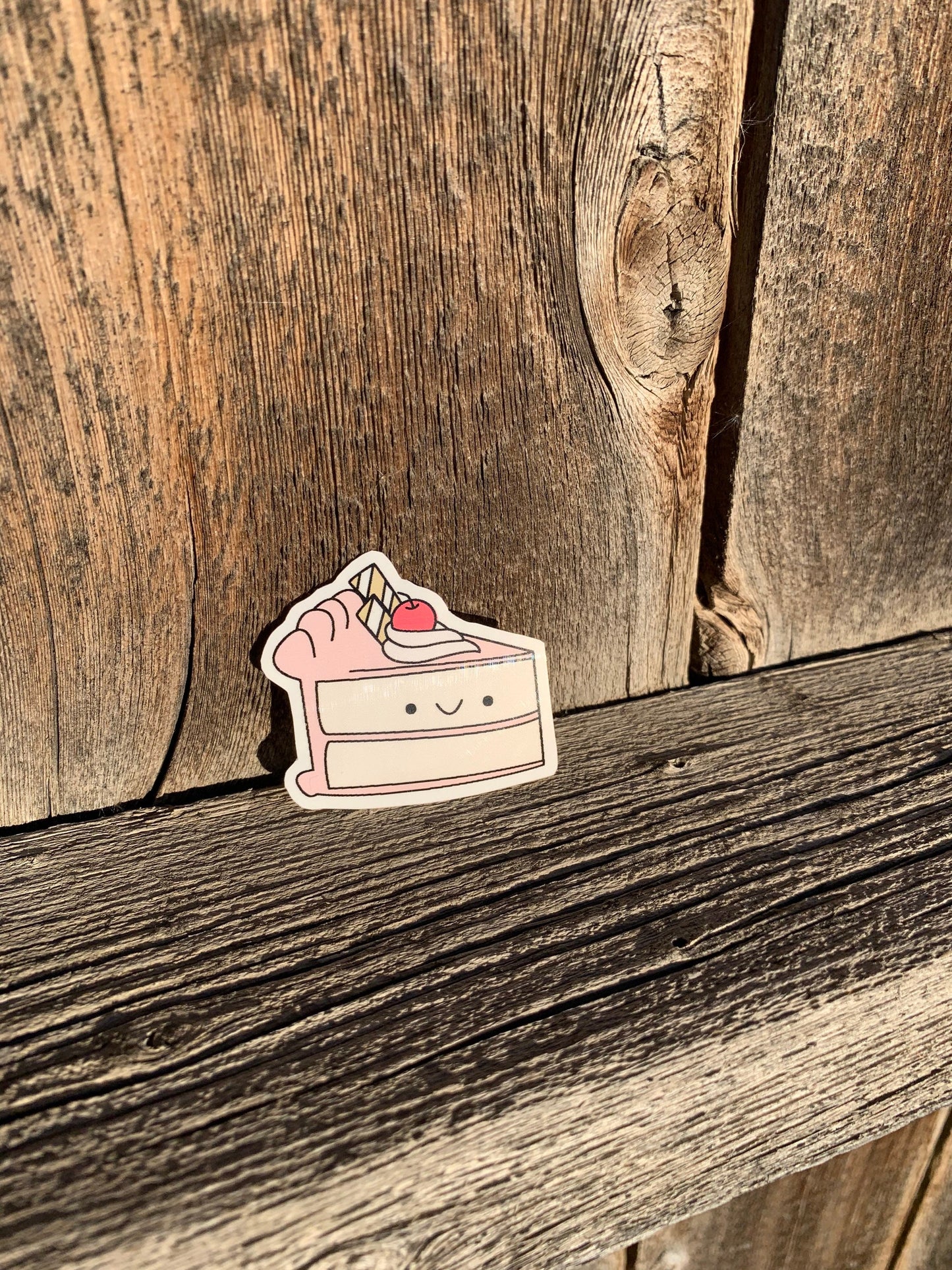 Kawaii Happy Smiling Cake Slice Sticker