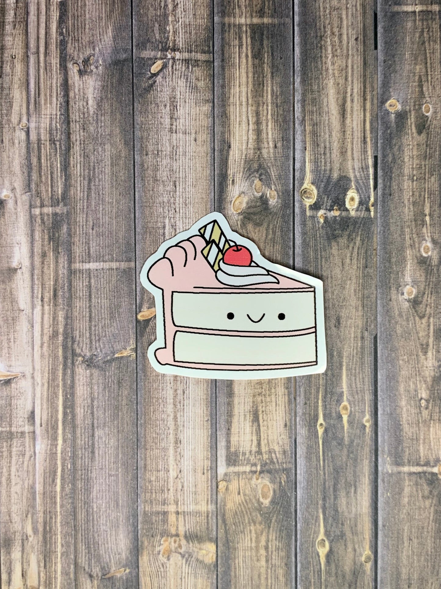 Kawaii Happy Smiling Cake Slice Sticker