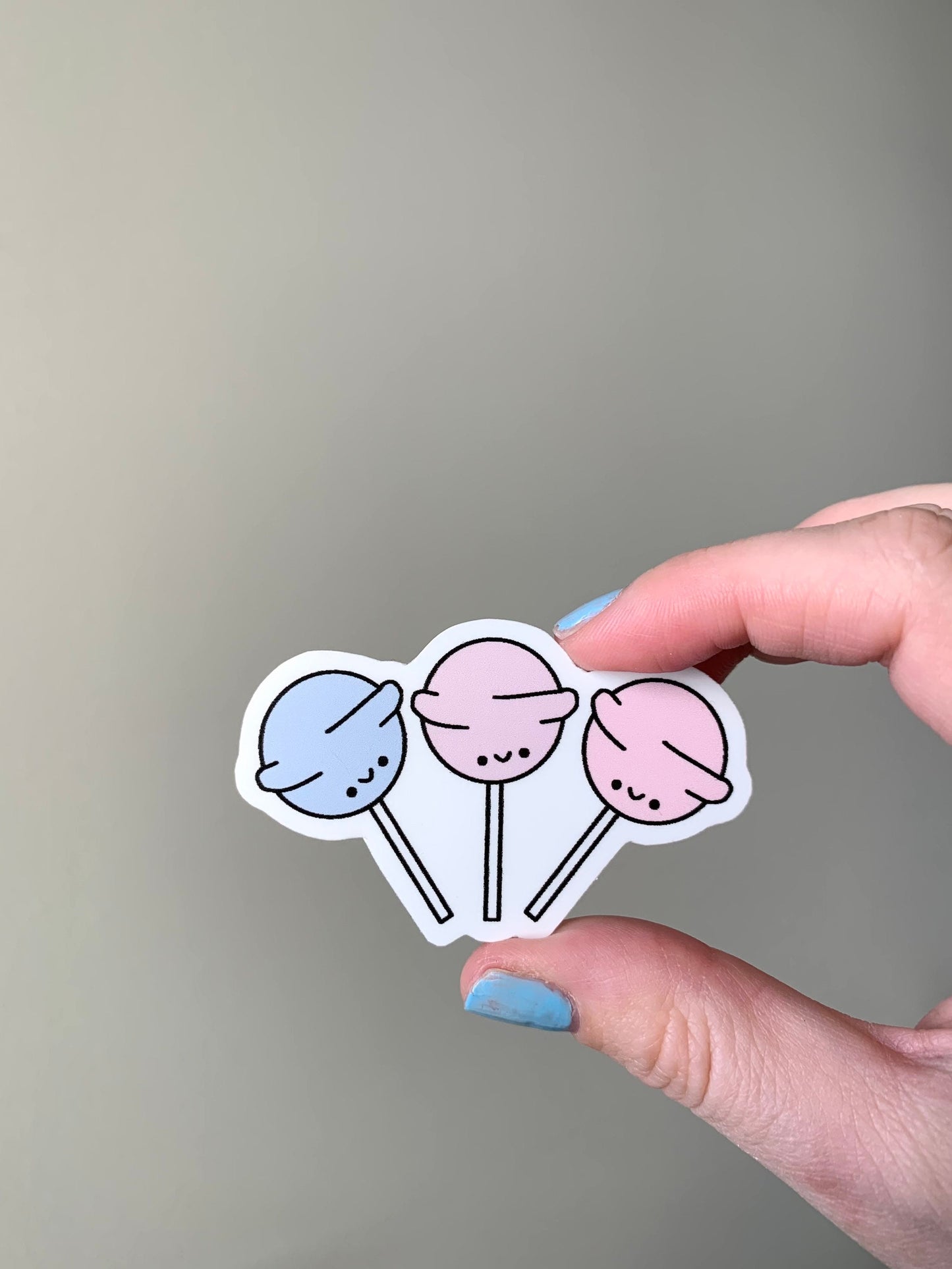 Kawaii Happy Smiling Pastel Colored Lollipops Trio Sticker