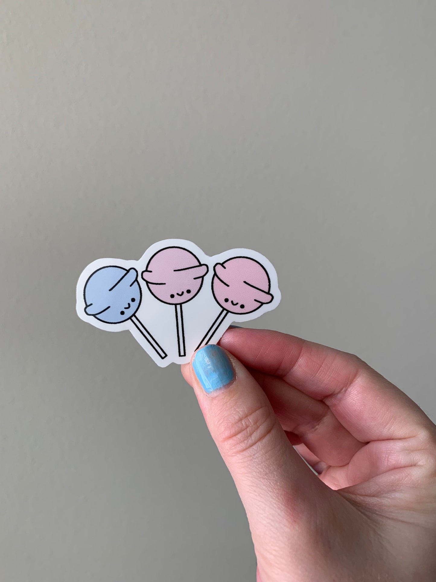 Kawaii Happy Smiling Pastel Colored Lollipops Trio Sticker