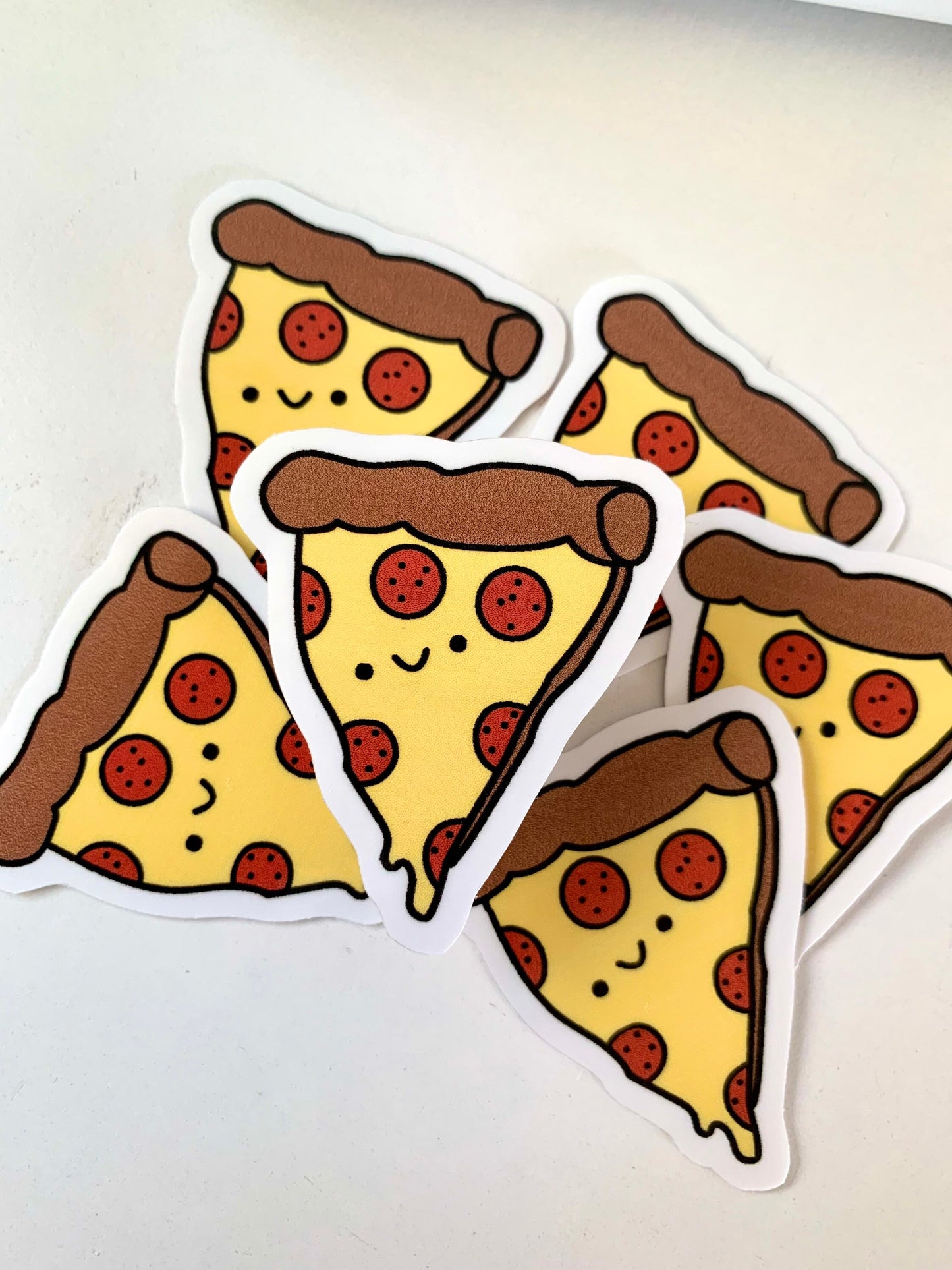 Kawaii Happy Smiling Pepperoni Cheesy Pizza and Heart Pepperoni Pizza