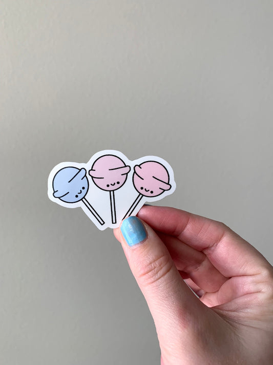 Kawaii Happy Smiling Pastel Colored Lollipops Trio Sticker