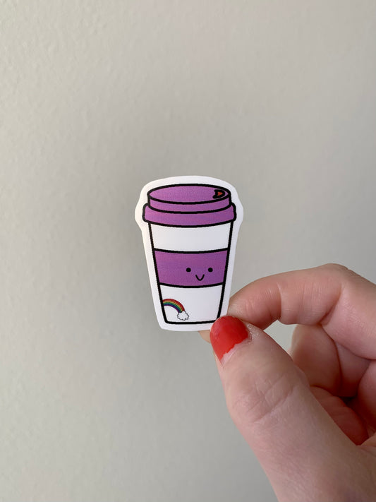 Kawaii To Go Rainbow Latte Coffee Cup Sticker