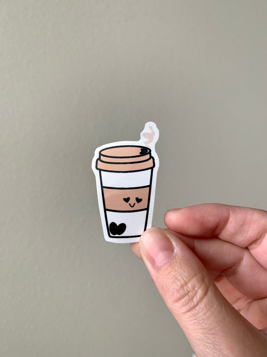 Kawaii Heart Eyes To Go Coffee Cup Sticker