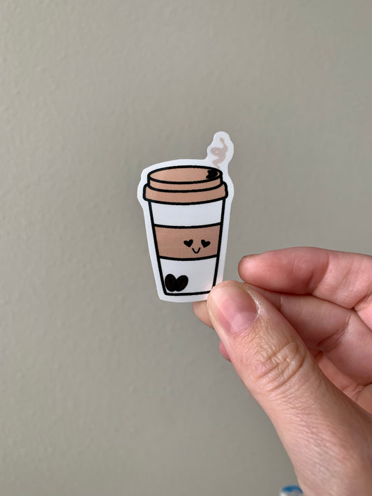 Kawaii Heart Eyes To Go Coffee Cup Sticker