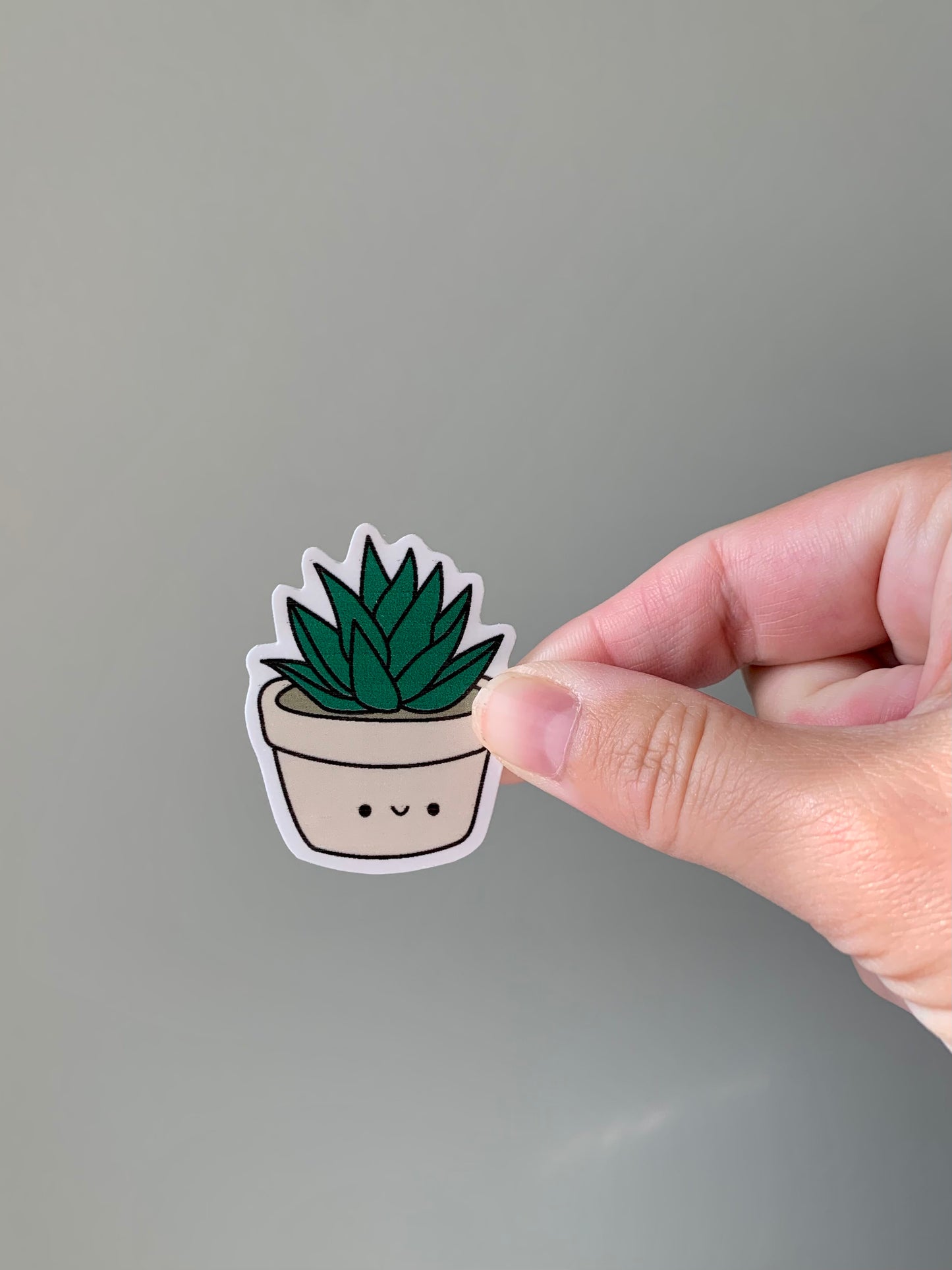 Kawaii Happy Smiling Aloe Potted Plant Sticker
