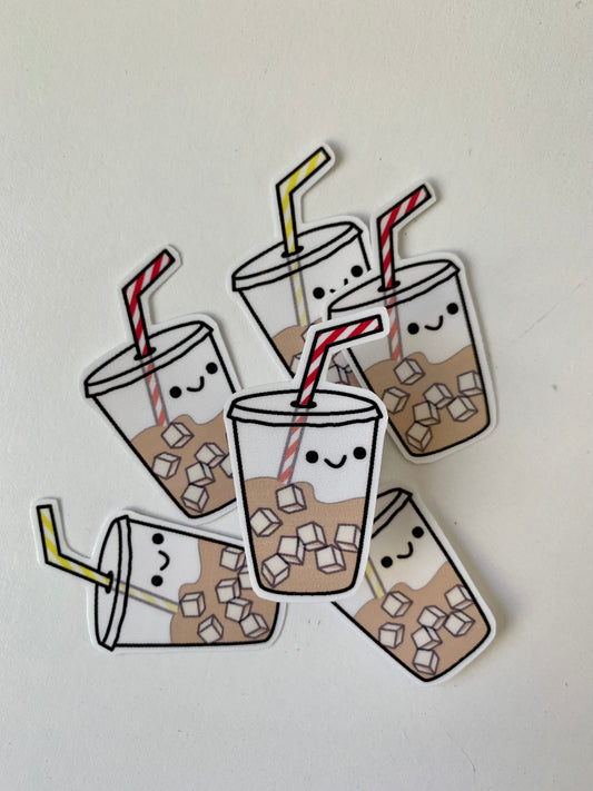 Kawaii Happy Smiling Ice Coffee Sticker