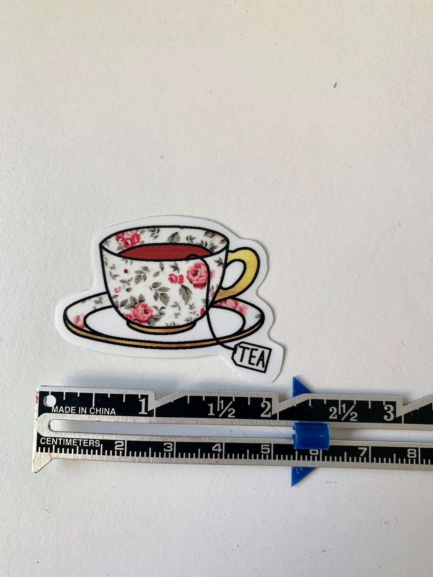 Floral and Gold Tea Cup and Saucer Sticker