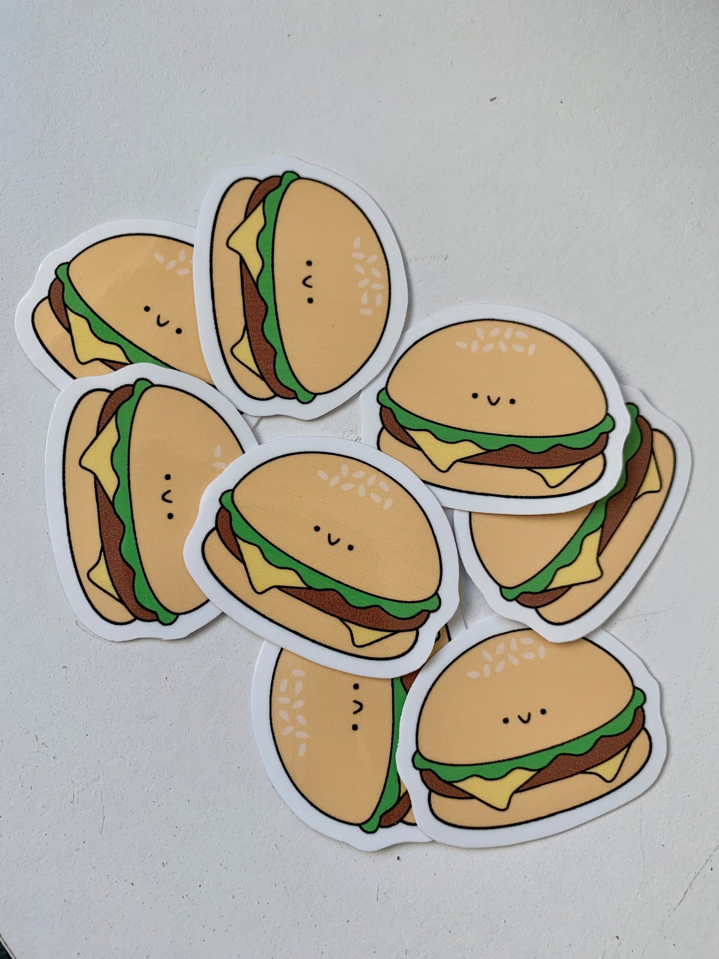 Kawaii Happy Smiling Cheeseburger Sticker