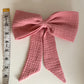 100% Cotton Double Gauze Sailor Hair Bow with Pointed Tails, Light Weight Bow for Girl, Medium Size Bow Women's gift, Spring Hair Accessory