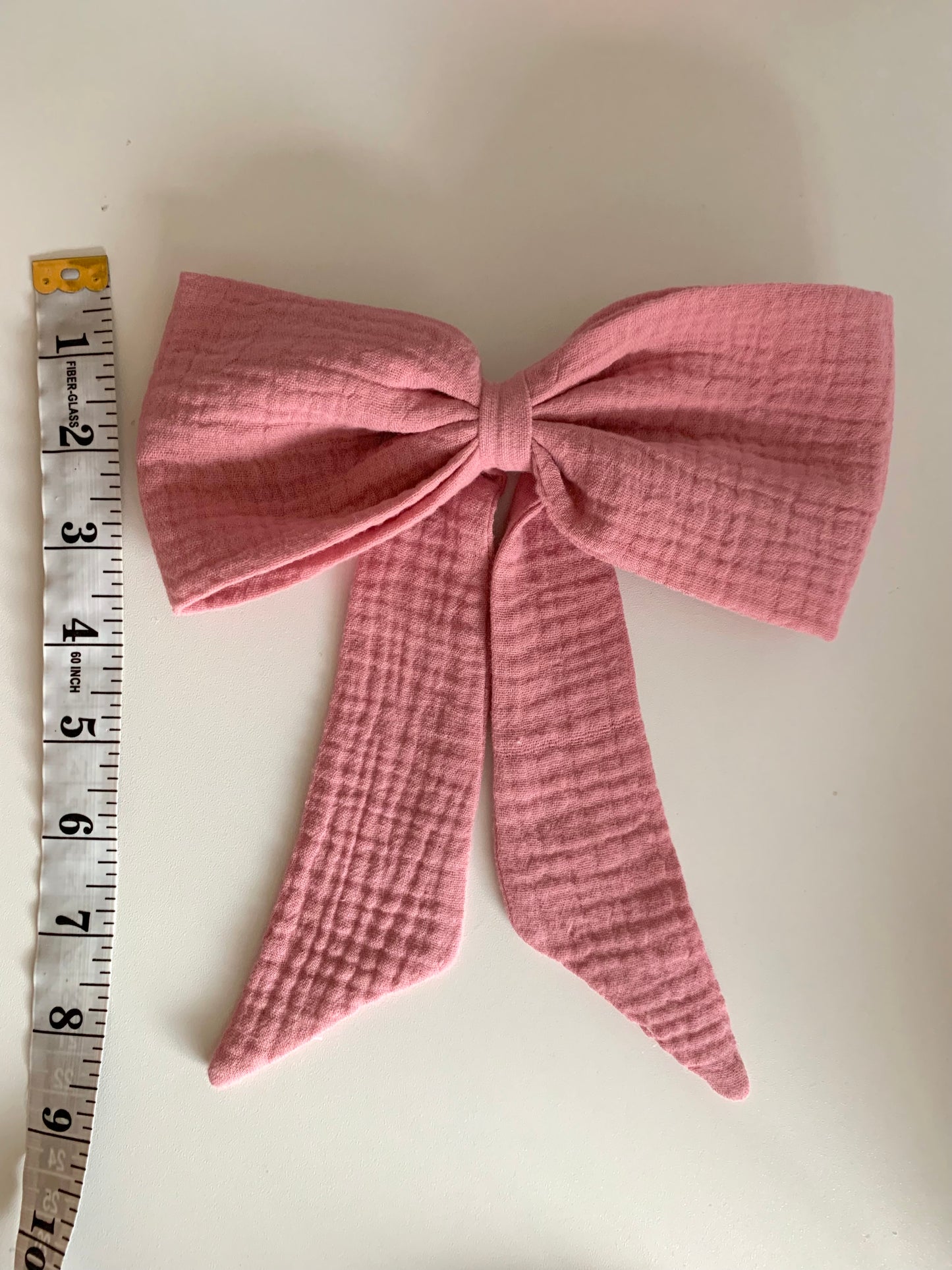 100% Cotton Double Gauze Sailor Hair Bow with Pointed Tails, Light Weight Bow for Girl, Medium Size Bow Women's gift, Spring Hair Accessory