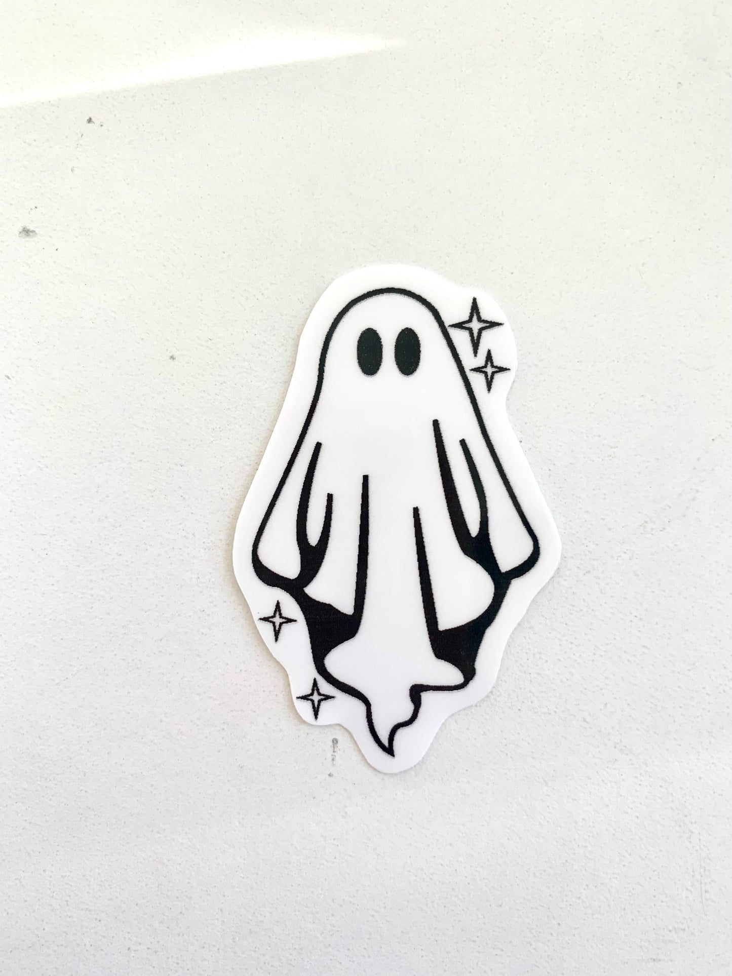 Sparkly Sheet Ghost Sticker, Black and White Goth Art, Spooky Season, Dark Horror, Vinyl Waterproof Small Sticker