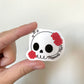 Memento Mori Sparkly Skull with Roses Sticker, Black, White, Red Goth Art, Spooky Season, Dark Horror, Vinyl Waterproof Small Sticker