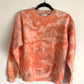 Kawaii Peach Pie Hand Embroidered Sweatshirt – Unisex Pastel Orange Swirl Tie-Dye Long Sleeve, Cute, Aesthetic, Cozy Soft Sweater, Sweet Pie