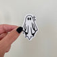 Sparkly Sheet Ghost Sticker, Black and White Goth Art, Spooky Season, Dark Horror, Vinyl Waterproof Small Sticker