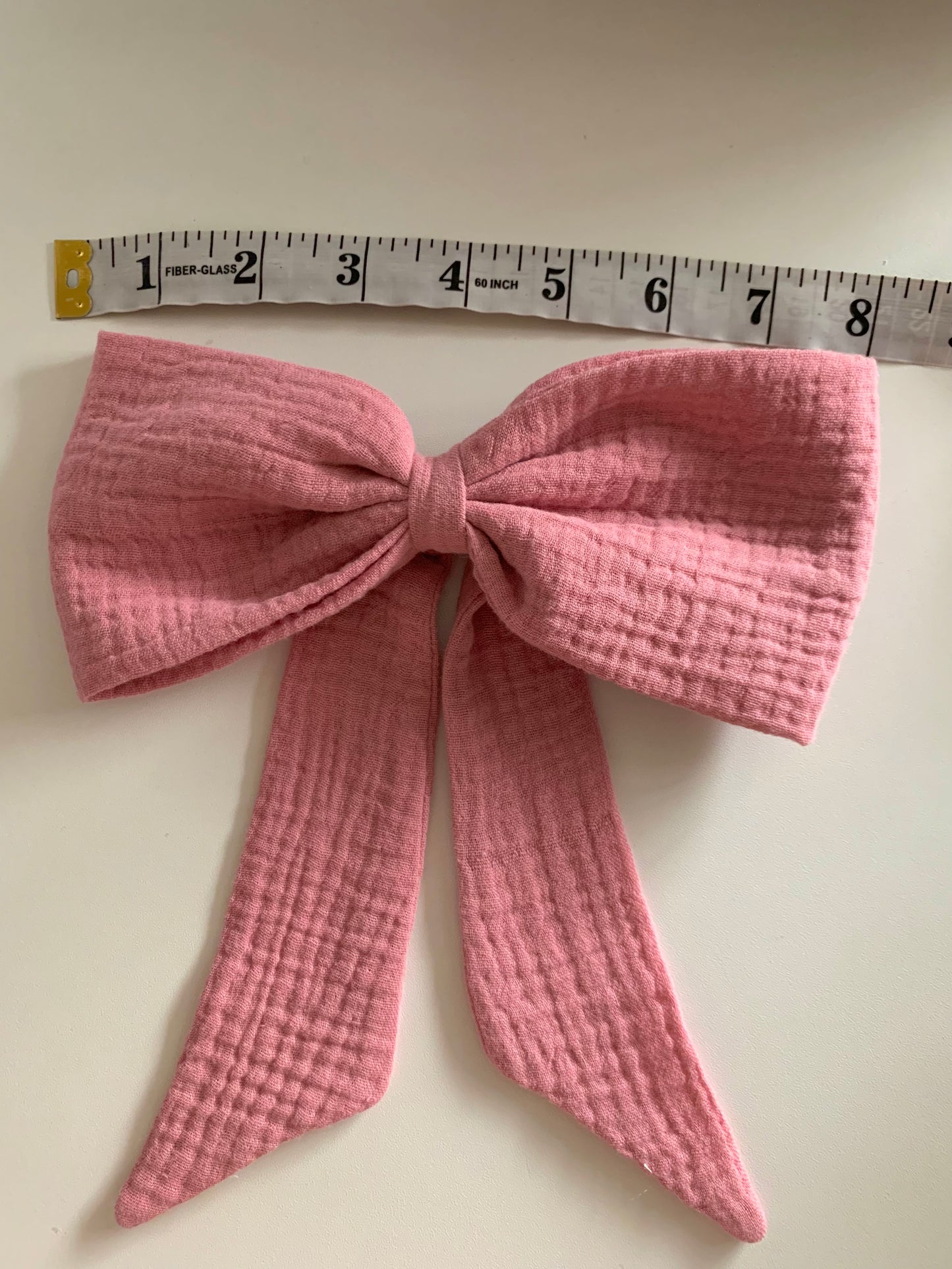 100% Cotton Double Gauze Sailor Hair Bow with Pointed Tails, Light Weight Bow for Girl, Medium Size Bow Women's gift, Spring Hair Accessory