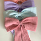 100% Cotton Double Gauze Sailor Hair Bow with Pointed Tails, Light Weight Bow for Girl, Medium Size Bow Women's gift, Spring Hair Accessory