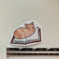 Cat on Book Sticker • Glossy Waterproof Vinyl Decal