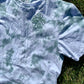 Tie Dye Teal Monstera Leaf Embroidered Tee