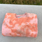Kawaii Peach Pie Hand Embroidered Sweatshirt – Unisex Pastel Orange Swirl Tie-Dye Long Sleeve, Cute, Aesthetic, Cozy Soft Sweater, Sweet Pie